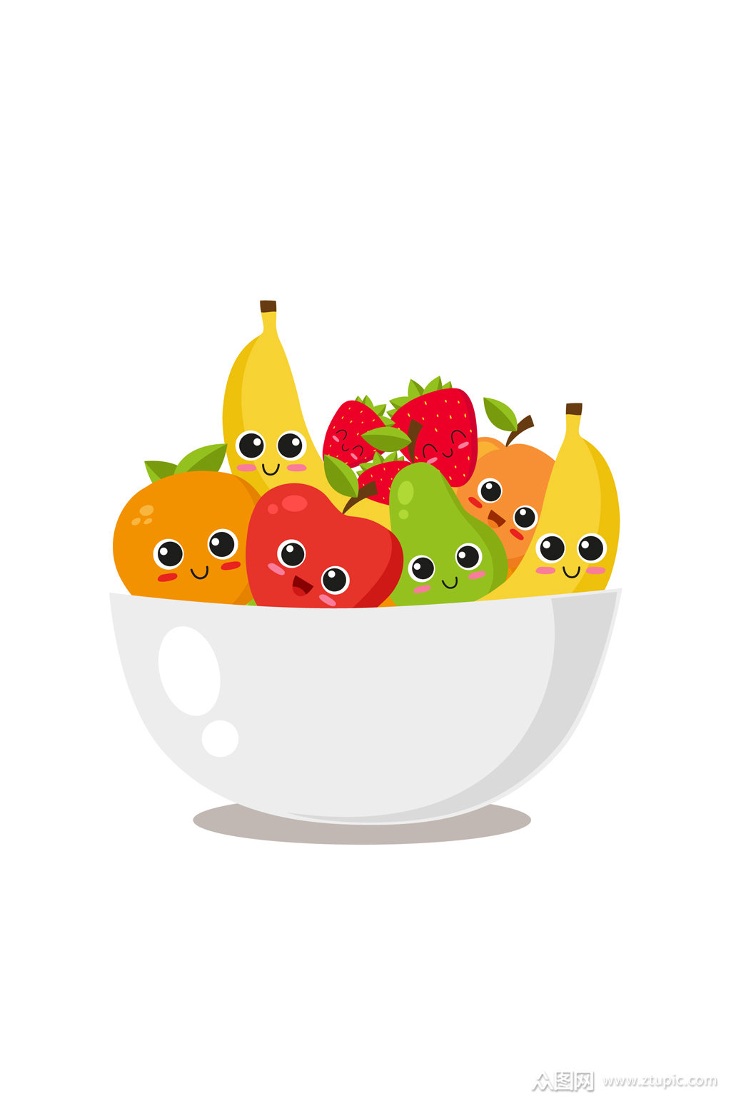 卡通装在碗里的可爱水果矢量图模板下载-编号662236-众图网