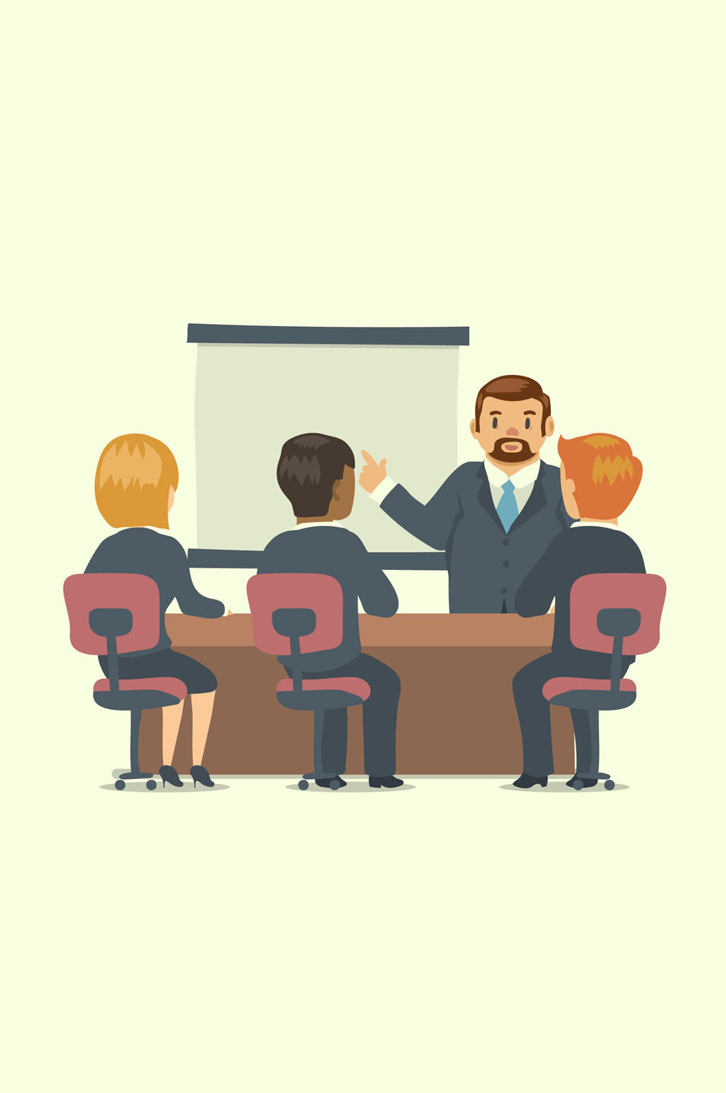 卡通商务会议4个人物矢量素材