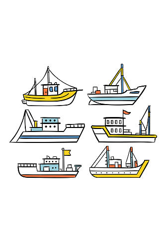 6款创意渔船设计矢量素材
