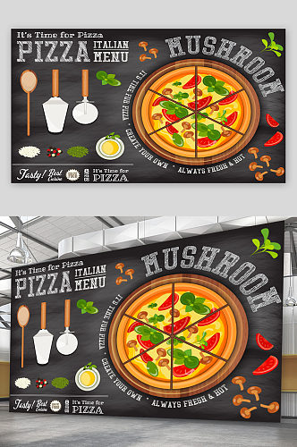 美味意大利披萨菜单设计矢量图