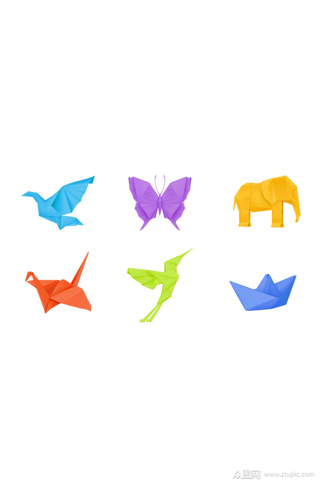 6款彩色折纸设计矢量素材