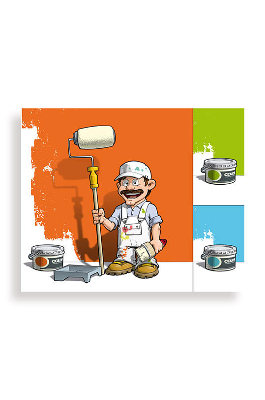 粉刷匠粉刷墙壁设计矢量元素