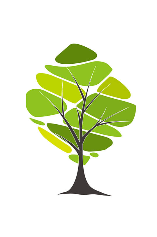 时尚简约树木设计元素矢量图