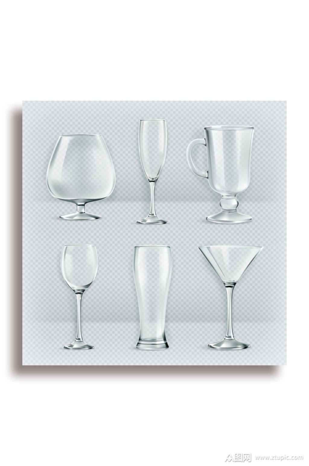 6款创意玻璃杯设计矢量素材