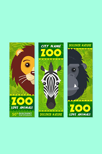 3款绿色动物园折扣banner矢量素材