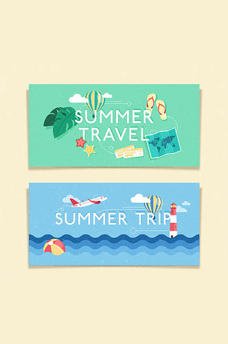 2款夏季旅游banner设计矢量素材
