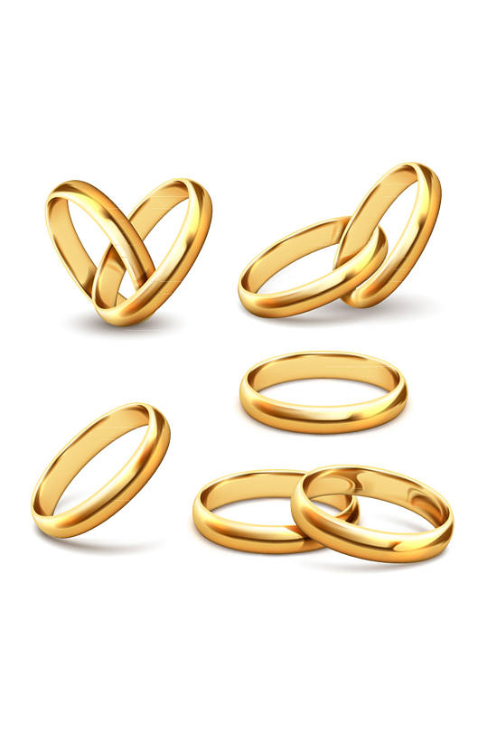 5款金色戒指设计矢量素材