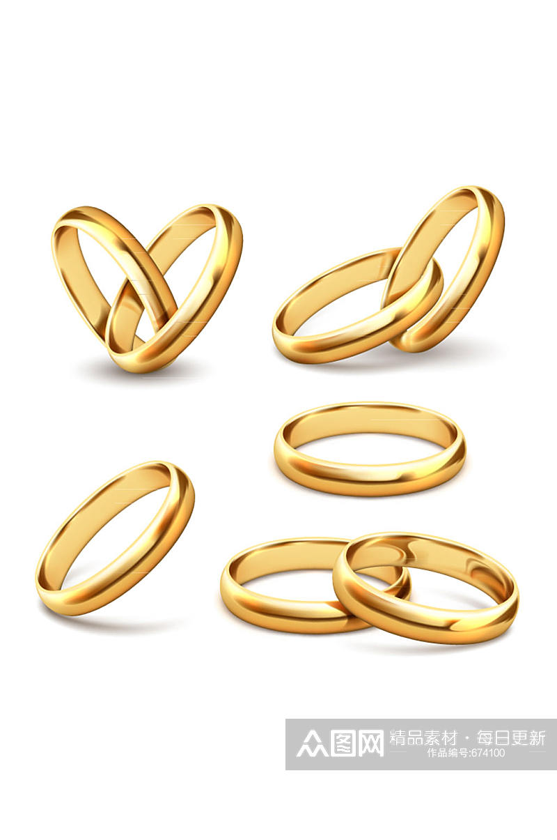 5款金色戒指设计矢量素材素材