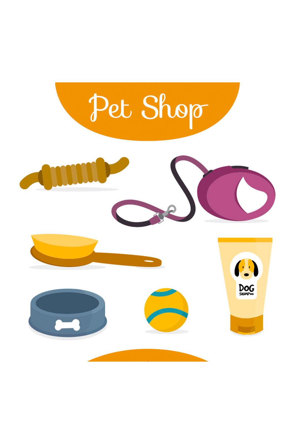 6款彩色宠物狗用品矢量素材