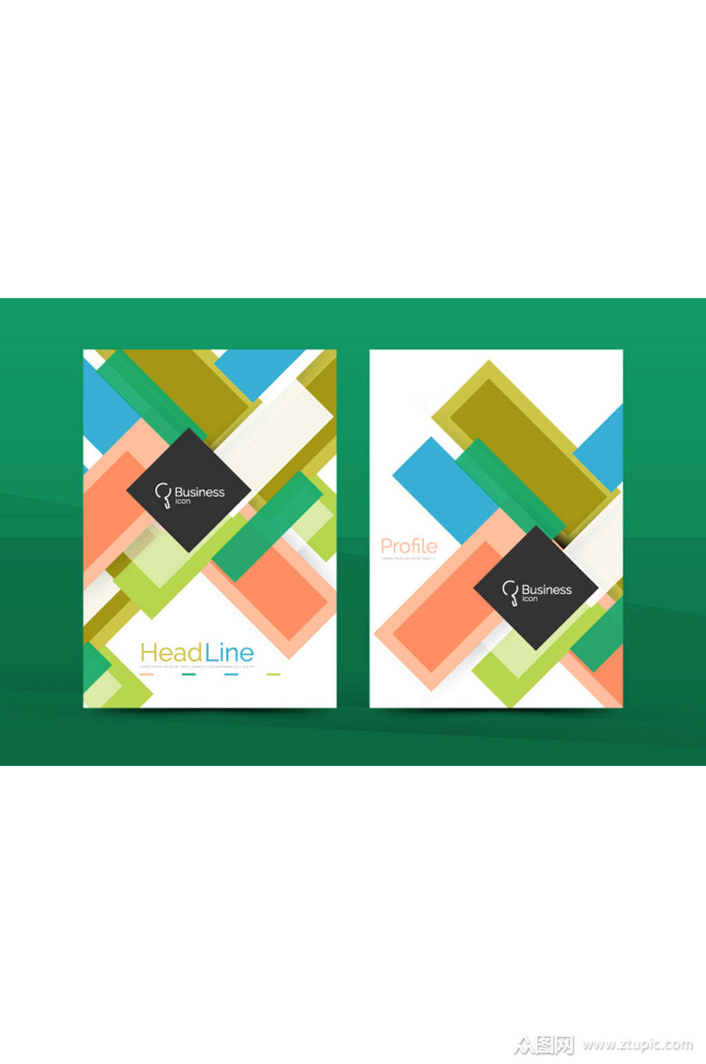 两款时尚简约彩色单页设计元素矢量