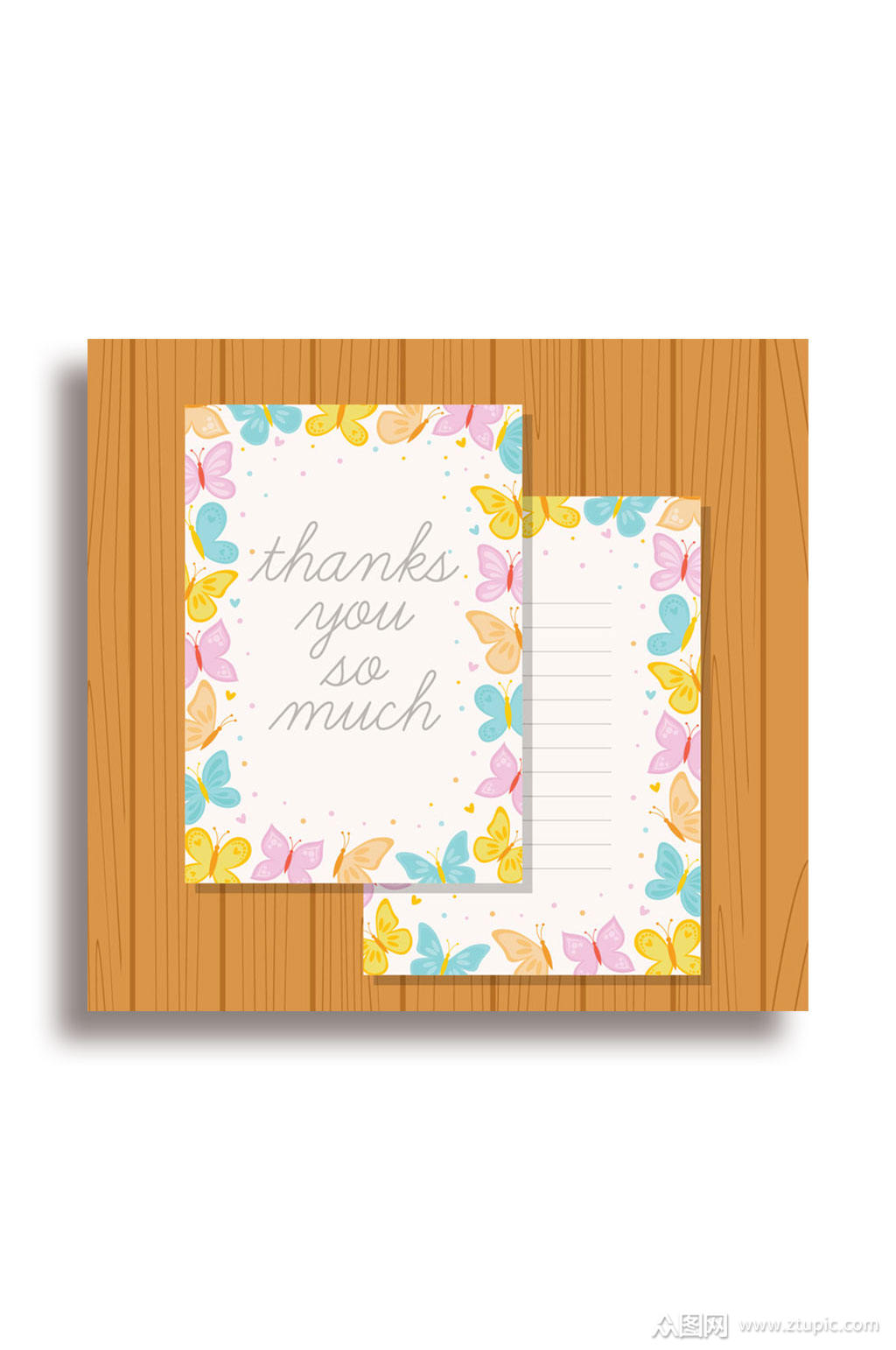 彩色蝴蝶装饰感恩卡片矢量素材_模板下载-编号677009-众图网