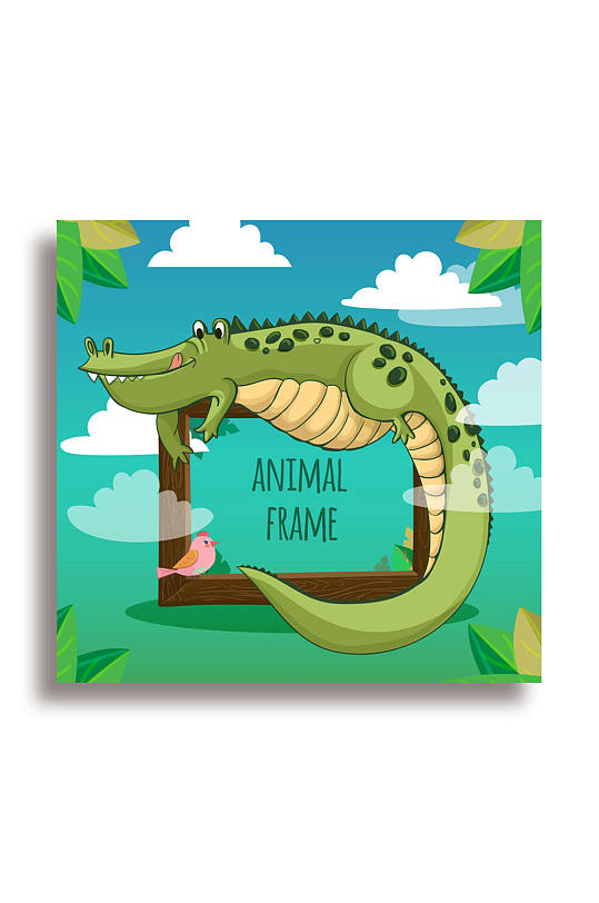 卡通野生鳄鱼框架矢量素材