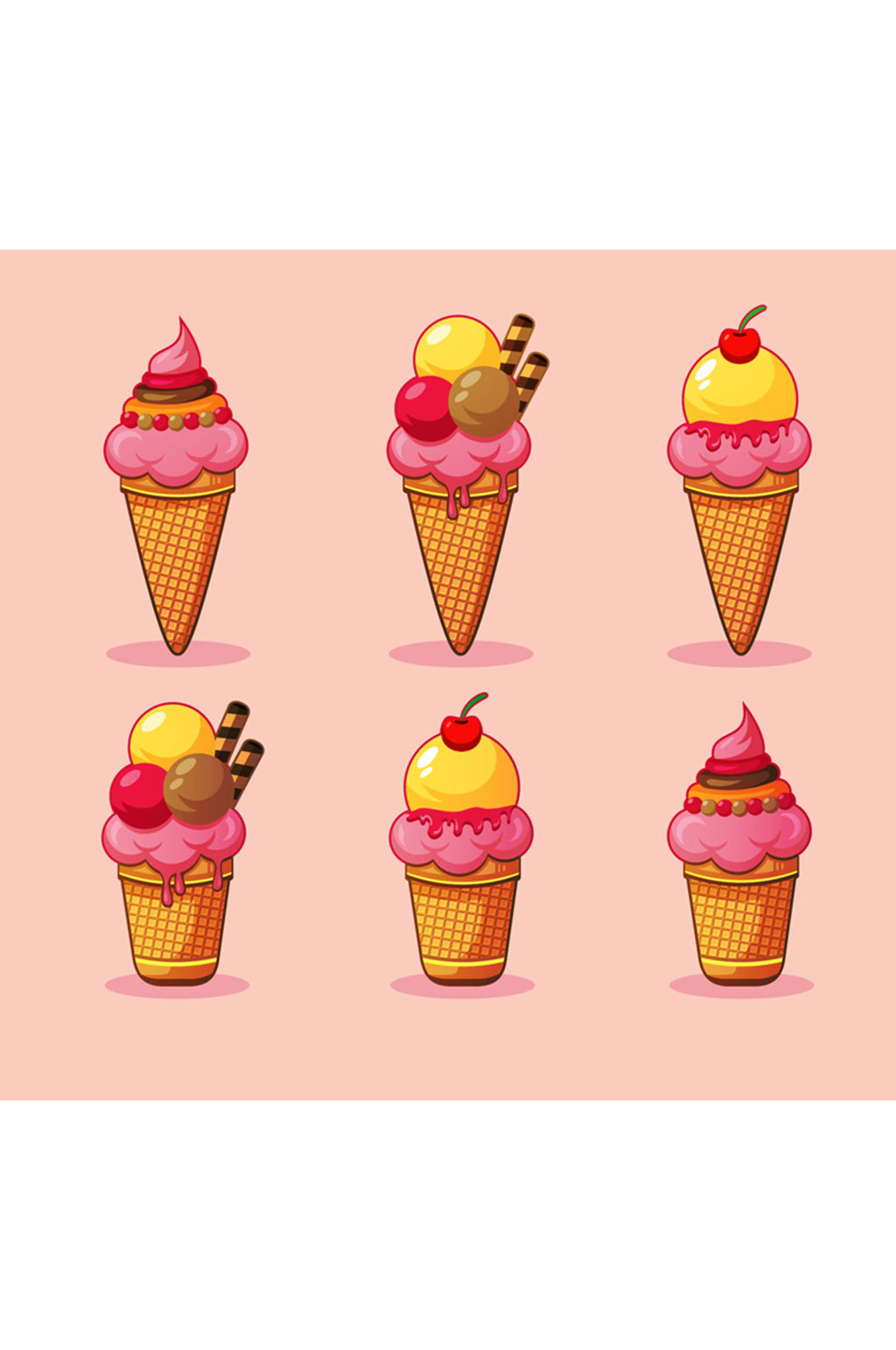 6款美味冰淇淋设计矢量素材