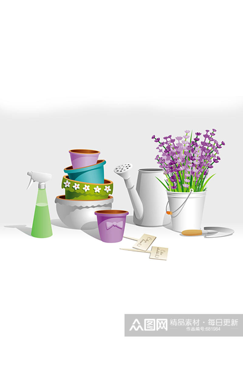 紫罗兰花卉设计元素素材矢量素材
