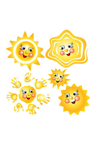 可爱卡通太阳设计矢量素材