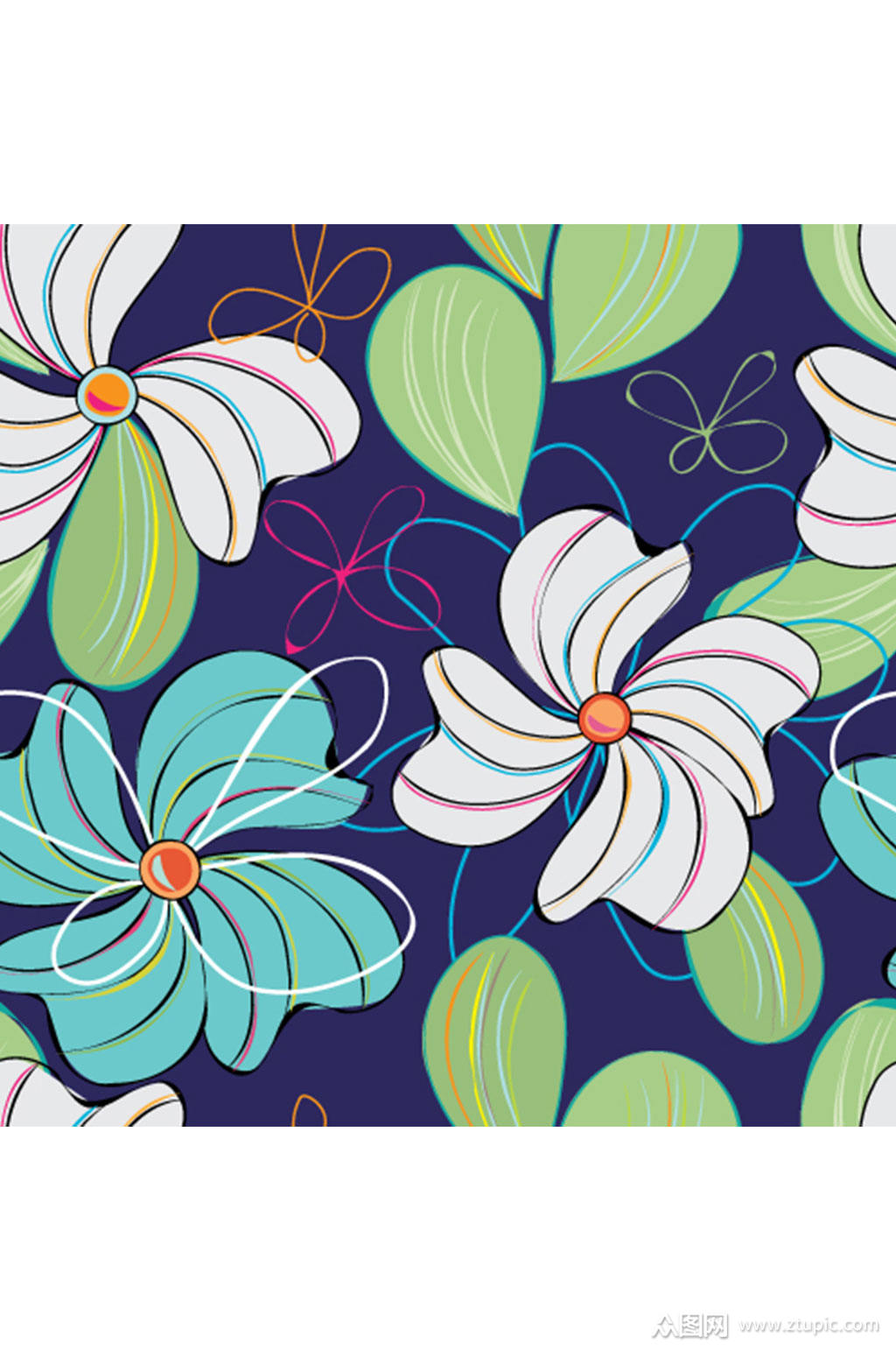 精美彩色花卉时尚设计元素素材矢量