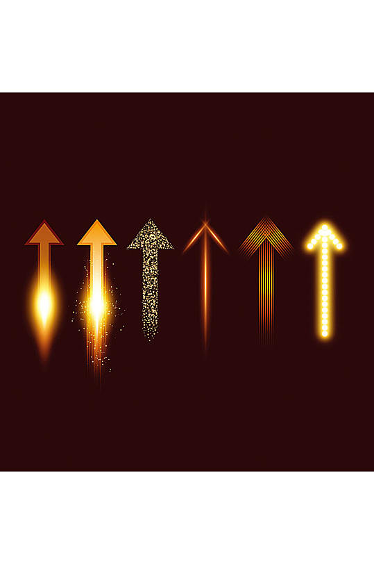 6款彩色光线箭头设计元素素材矢量-众图网