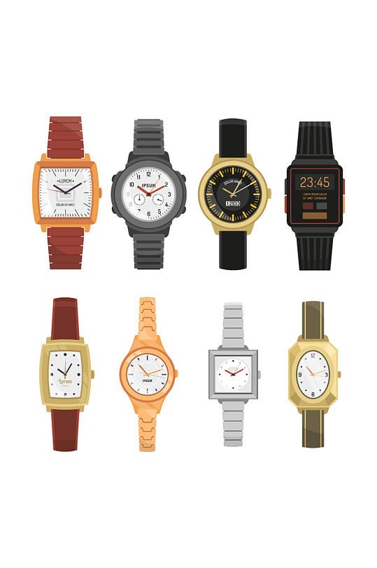 彩色精美商务手表简约设计矢量元素