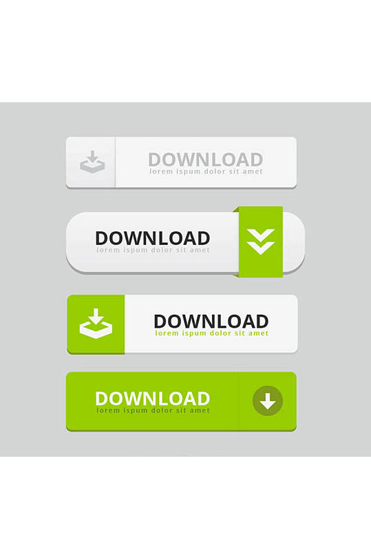 4款网页下载按钮设计矢量素材
