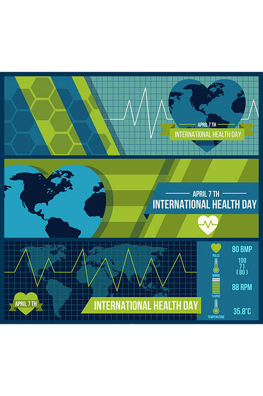 3款创意世界卫生日banner矢量素材