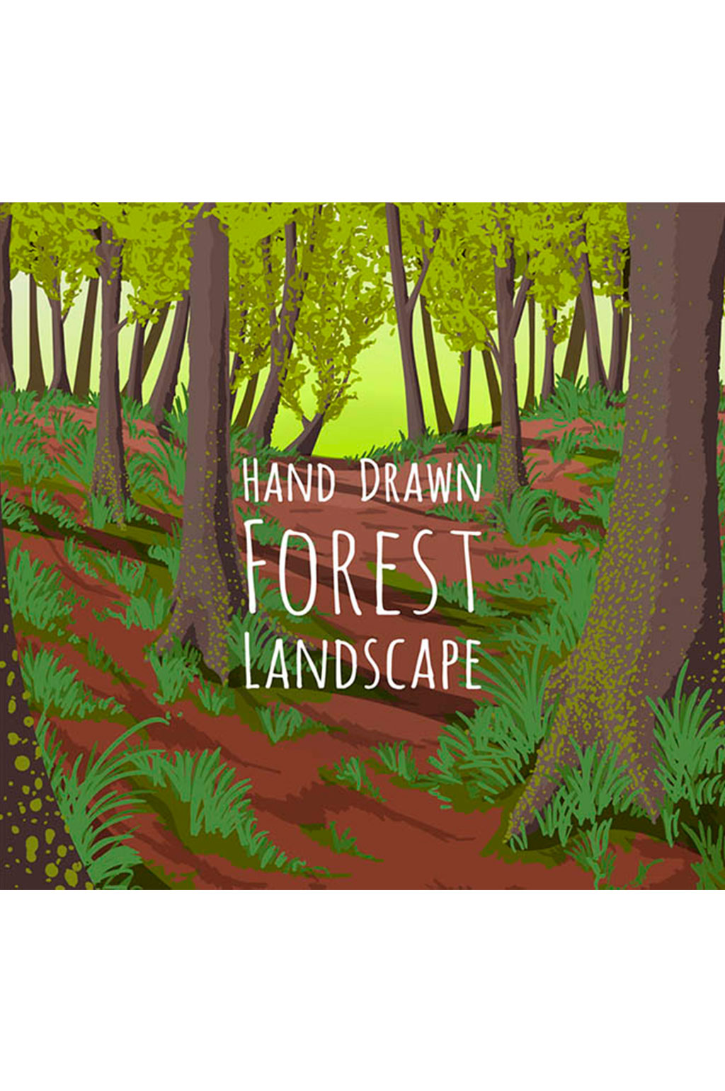 手绘森林风景矢量素材