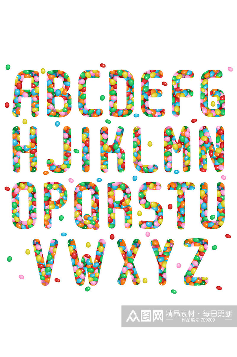 26款英文字母彩色艺术字素材