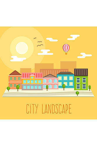 创意城市风景插画矢量素材