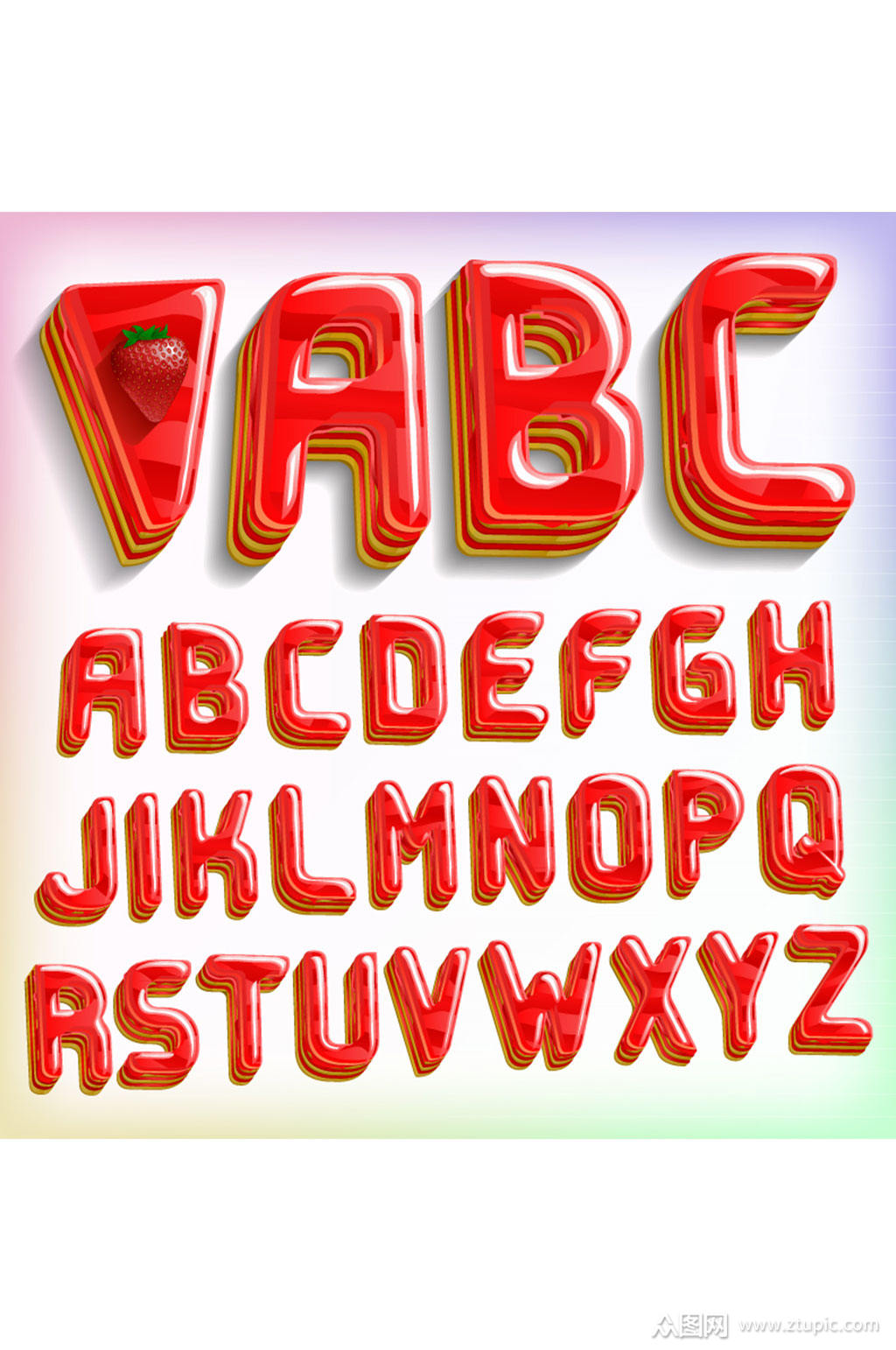 26个红色果冻字母矢量素材素材