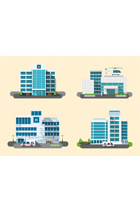 医院设计模型与各种插图
