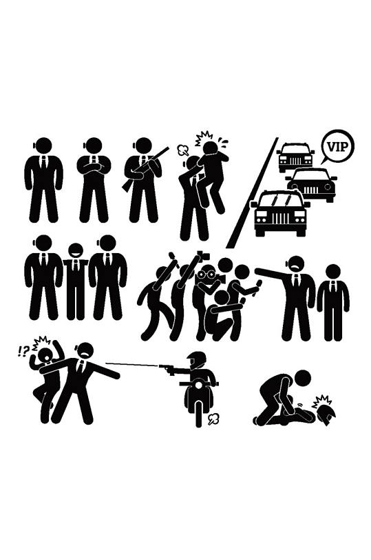 黑白简约人物精美设计矢量元素素材