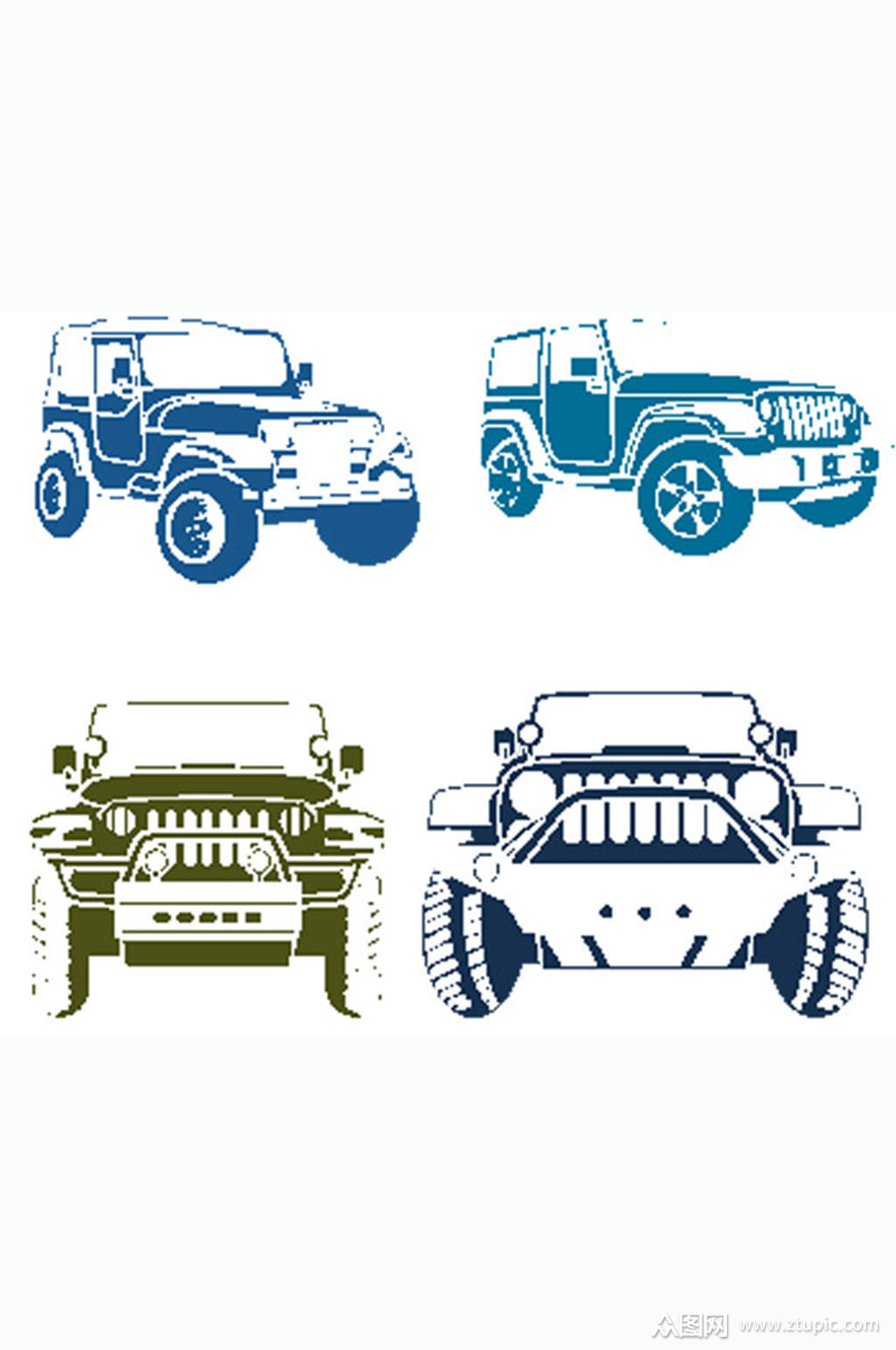 彩色时尚汽车精美设计矢量元素素材