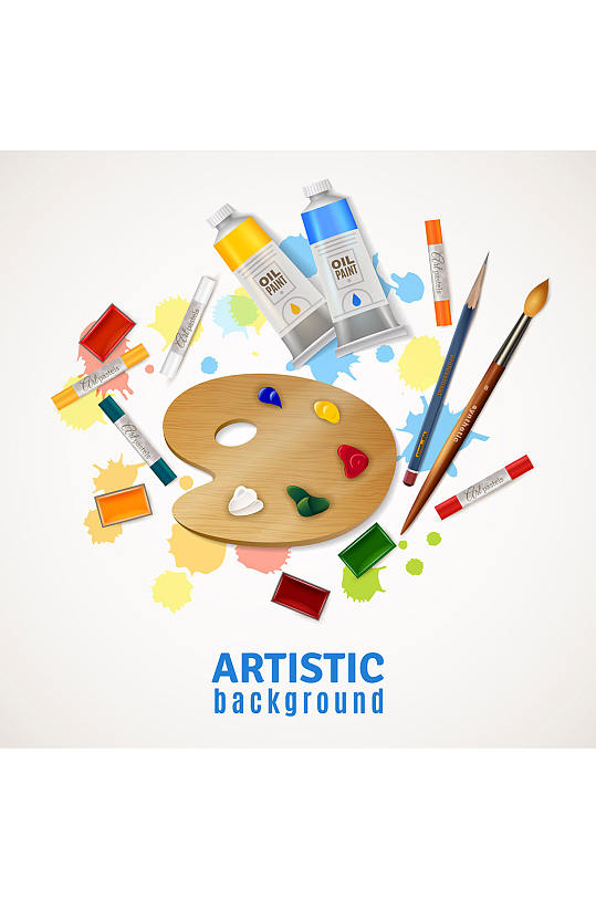 彩色时尚画具精美设计矢量元素素材