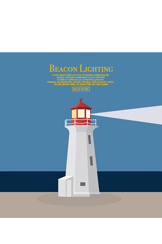 彩色时尚灯塔精美设计矢量元素素材 灯塔工作站-众图网