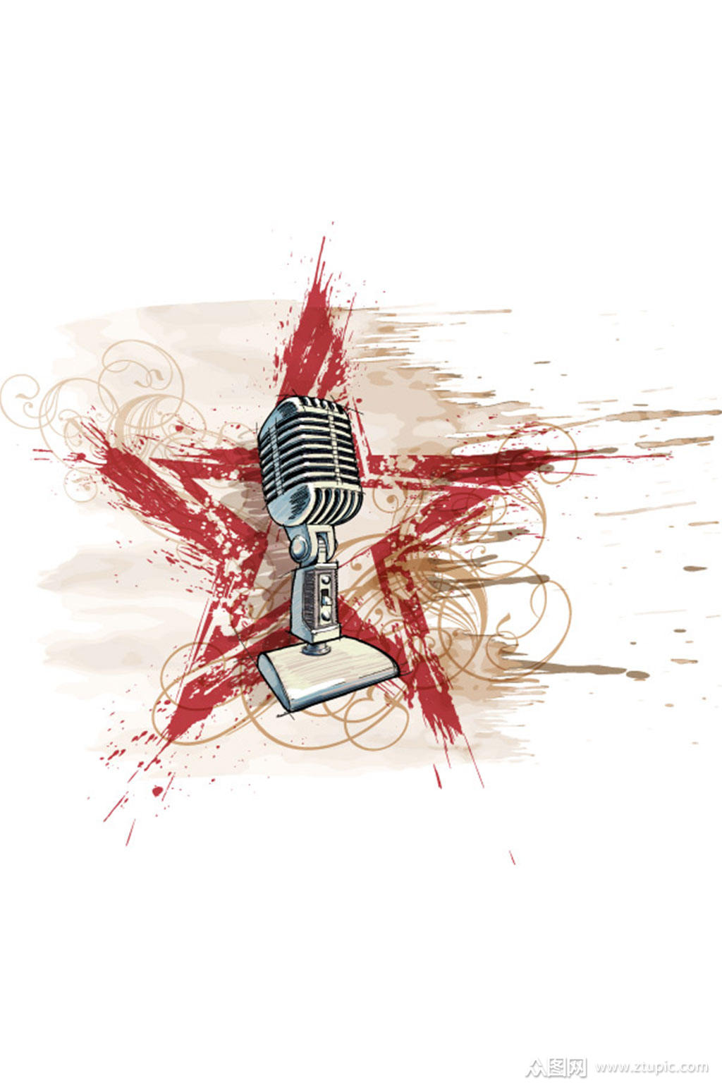 手绘麦克风矢量素材素材