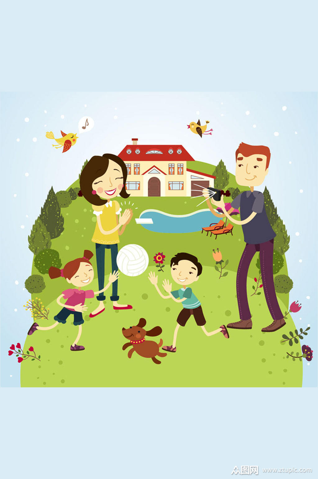 可爱一家人矢量素材