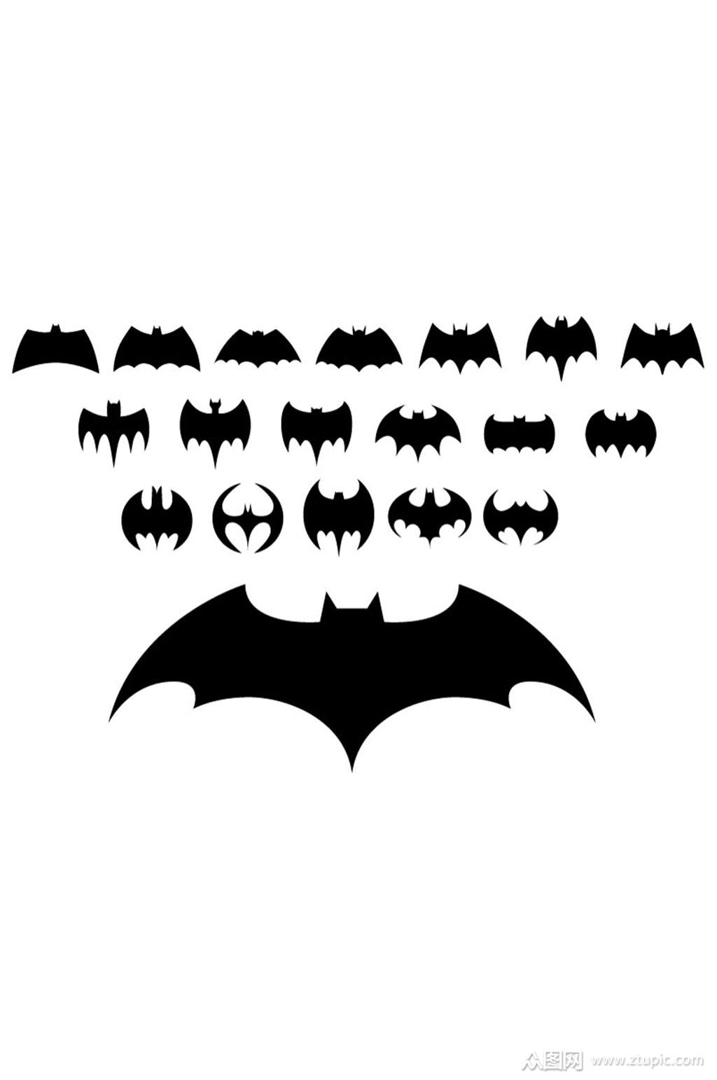 19个蝙蝠侠标志矢量图