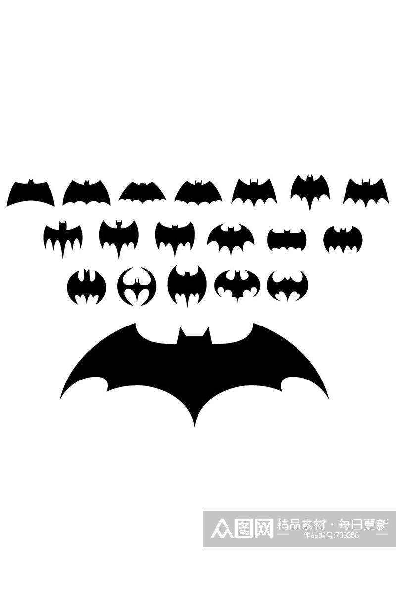 19个蝙蝠侠标志矢量图素材