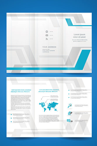 精品蓝白公司三折页设计