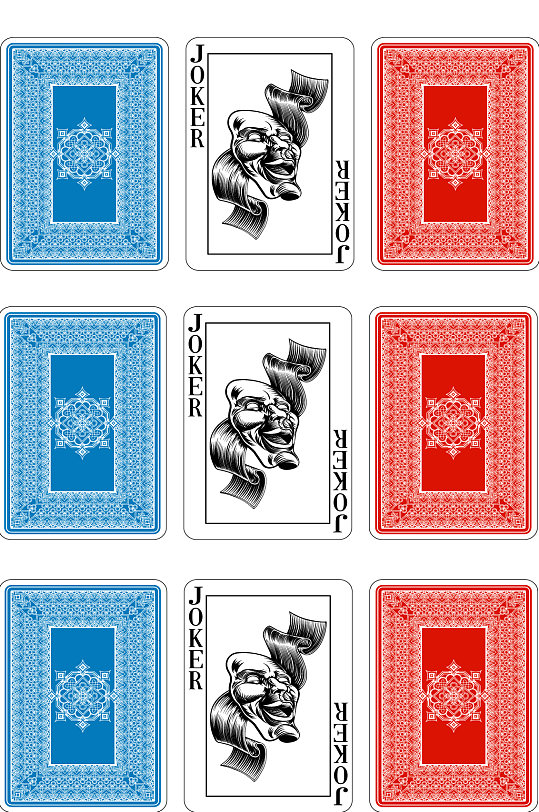精美红蓝扑克牌背景矢量素材