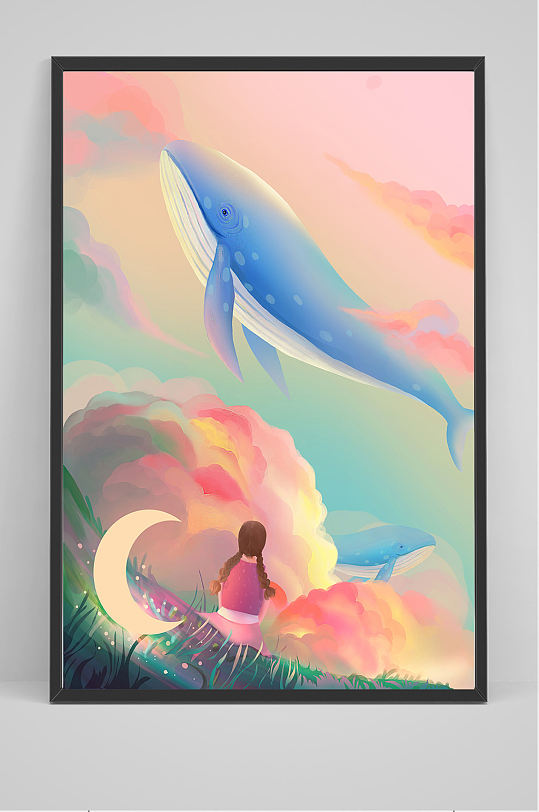 精品唯美女孩梦想手绘插画设计