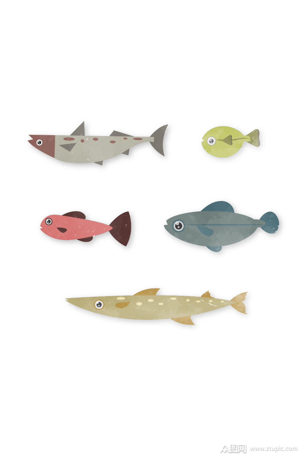 5款精美海洋鱼设计矢量素材