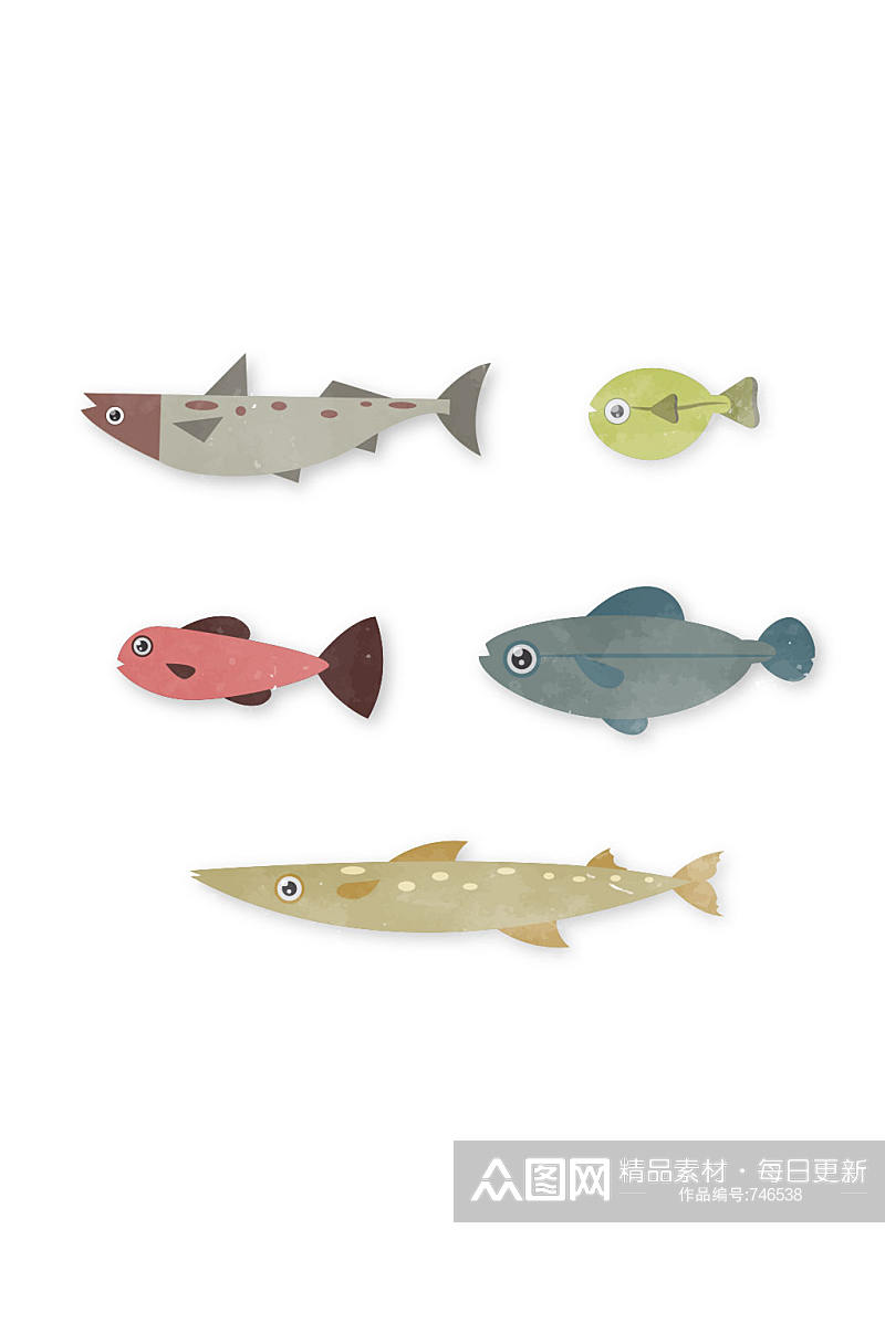 5款精美海洋鱼设计矢量素材素材