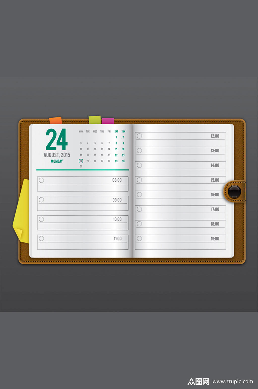 翻开的记事本矢量素材模板下载-编号746979-众图网