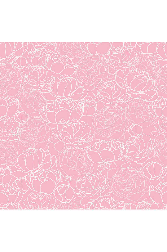 粉色牡丹花纹无缝背景矢量图