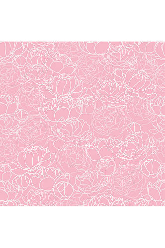 粉色牡丹花纹无缝背景矢量图