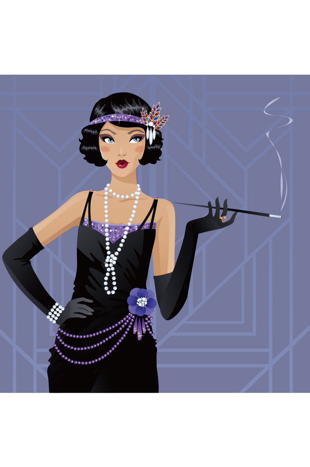 彩色时尚女郎精美设计矢量元素素材