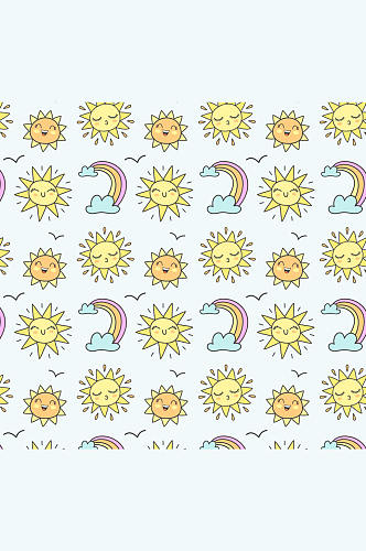 太阳和彩虹无缝背景矢量素材
