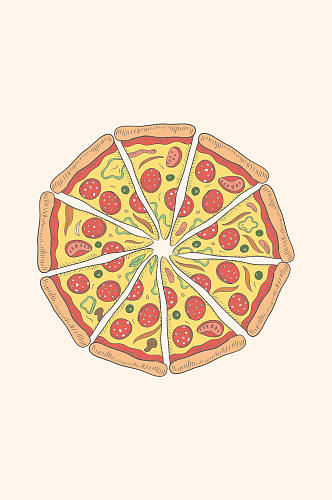 彩色披萨俯视图矢量素材