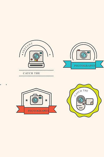 4款创意照相机标签矢量素材