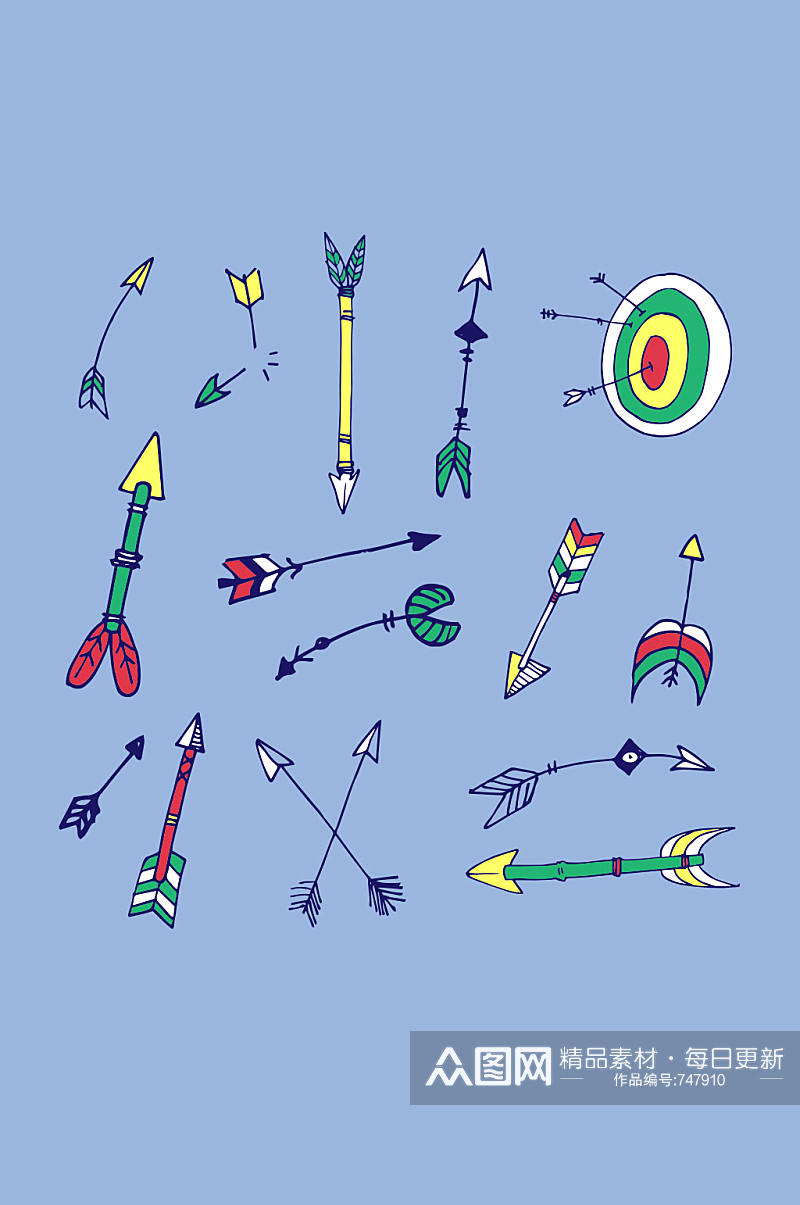 15款手绘箭和箭靶矢量素材素材